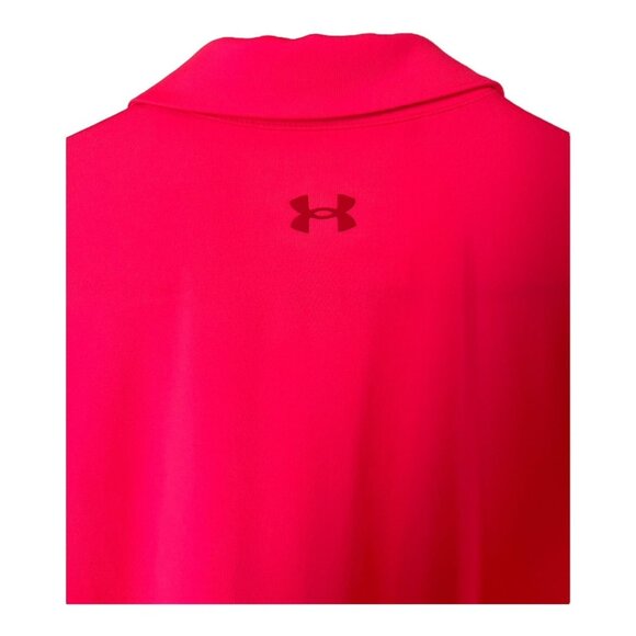 Under Armour Men’s XL Polo Shirt Neon Red with Black Horse Logo – Loose Fit Perf - Picture 5 of 5
